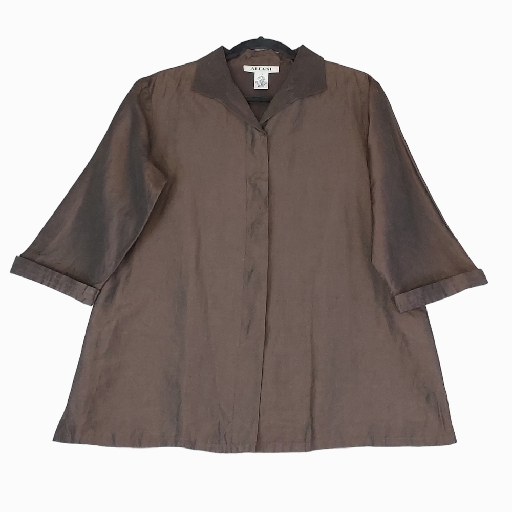 Alfani Women's Size 12 - 55% Silk & 45% Linen 3/4 Sleeve Dressy Lined Tunic Top